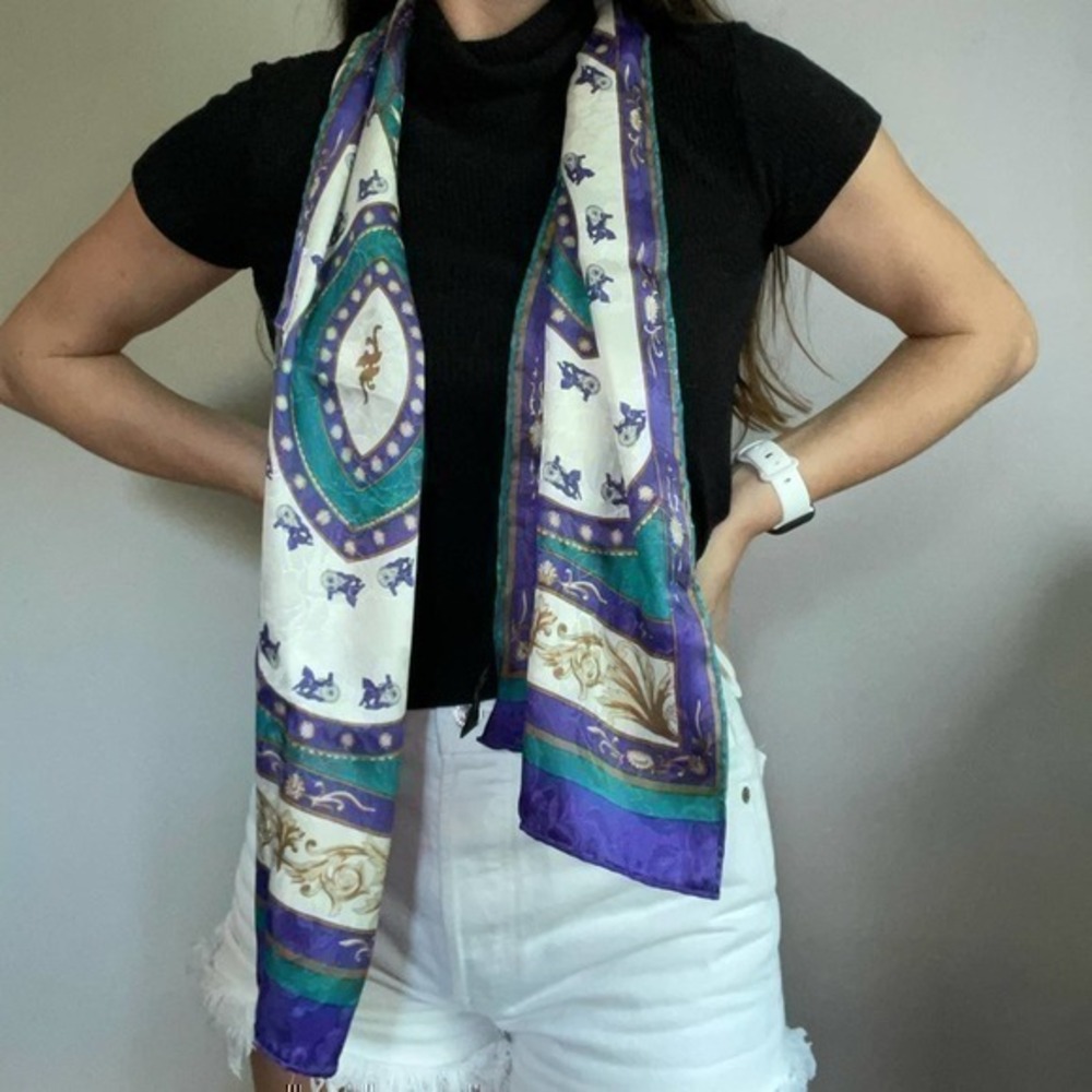 Vintage Satin Made In Korea Printed Neck Scarf